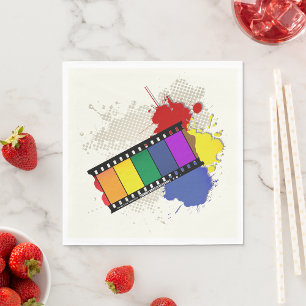 Bunte Regenbogen-Filmstreifen Pop-Art Serviette
