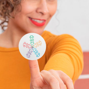 Bunte Regenbogen-Geometrie-Schneeflocke Stern Runder Aufkleber