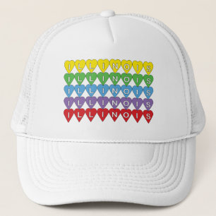 Bunte Regenbogen-Herzen Illinois Pride Grafik Truckerkappe