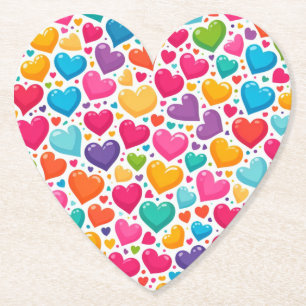 Bunte Regenbogen-Herzen Valentinstag Untersetzer