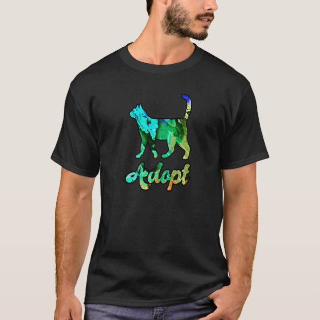 Bunte Regenbogen-Katzen Adoption T-Shirt (Vorderseite)