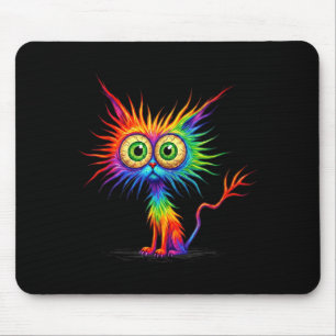 Bunte Regenbogen-Katzengrafik Mousepad