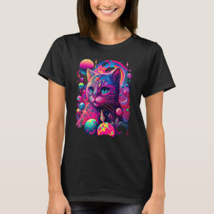 Bunte Regenbogen-Katzengrafik T-Shirt