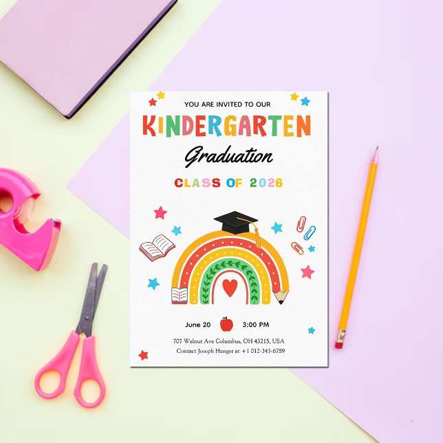 Bunte Regenbogen Kindergarten Abschluss Einladung (Von Creator hochgeladen)