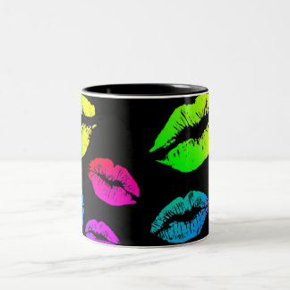Bunte Regenbogen-Lippen Zweifarbige Tasse
