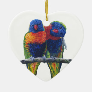 Bunte Regenbogen Lorikeets Papageien Keramik Ornament