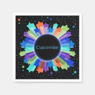 Bunte Regenbogen-Sternexplosion-Party-Servietten Serviette