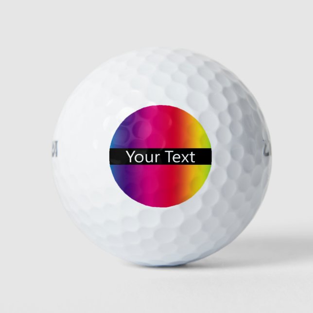 Bunte Regenbogenfarben-Golfbälle mit Botschaft Golfball (Vorderseite)