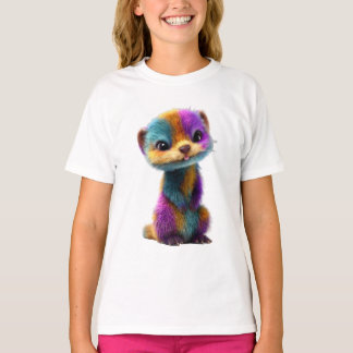Bunte Regenbogenpelz-Wiesel-Illustration Kinder T-Shirt