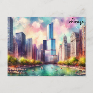 Bunte Reisewerbung Vintage Chicago Postkarten kauf
