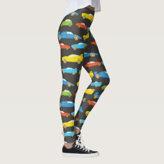 Bunte Rennwagen auf Schwarz Leggings