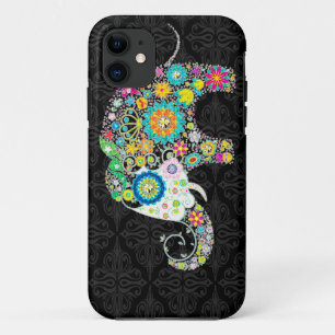 Bunte Retro-Blumen-Elefanten-Design iPhone 11 Hülle