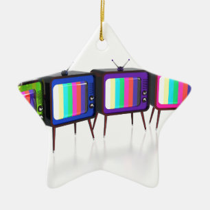 Bunte Retro Fernsehen Keramik Ornament