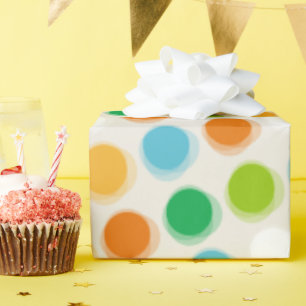 Bunte Retro-Flausch-Polka-Punkte-Geschenkpapier Geschenkpapier