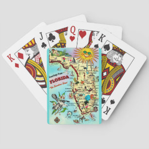 Bunte Retro-Floridakarte Spielkarten