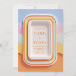 Bunte Retro-Gummibonbons 3D-Rahmen Hochzeit Einladung