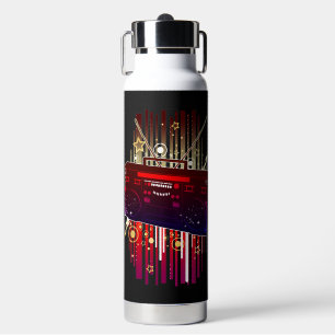 Bunte Retro-Lautsprecher-Kunst mit Neon-Musik-Ener Trinkflasche