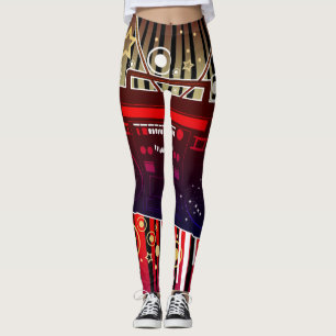 Bunte Retro-Lautsprecher-Kunst mit Neon-Musik Leggings