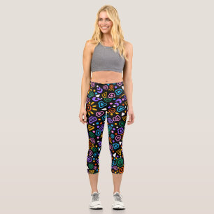 Bunte Retro-Memphis-Muster-Capri-Leggings für Capri Leggings