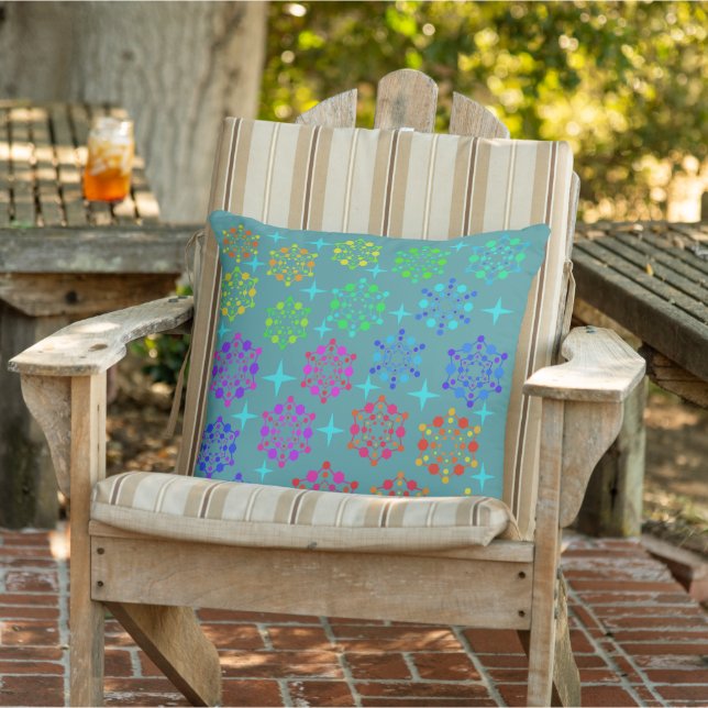 Bunte Retro-Muster-Kunst-Design im Stil der Mitte  Kissen (Stuhl )