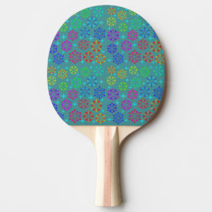 Bunte Retro-Muster-Kunst im Stil der Mitte des 20. Tischtennis Schläger