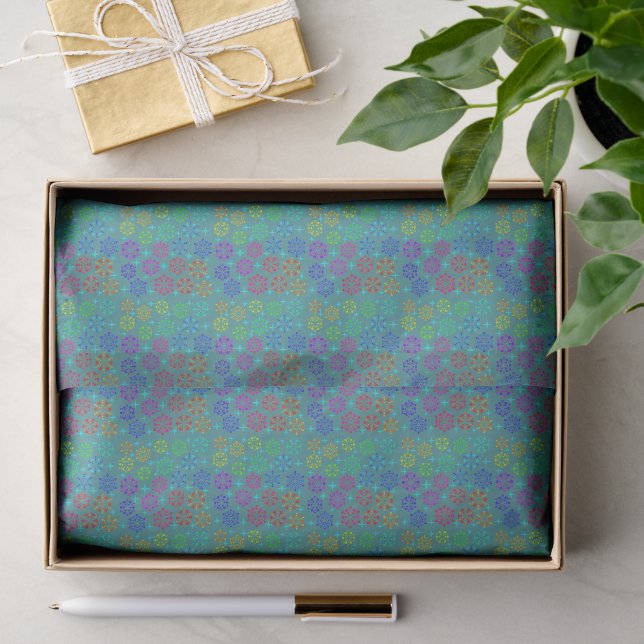 Bunte Retro-Muster-Kunstgestaltung im Stil der Mit Seidenpapier (Geschenk)