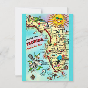 Bunte Retro-Postkarte aus Florida  Postkarte