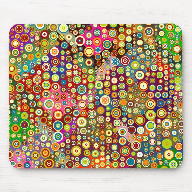 Bunte Retro-Punkte + deine Idee Mousepad (Vorne)