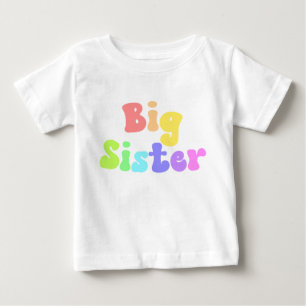 Bunte Retro-Schrift Groß Schwester Baby T-shirt