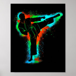 Bunte Retro-Taekwondo-Märtyrer-Kunst Männer Kinder Poster