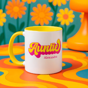 Bunte Retro-Tante benutzerdefinierter Name Becher Tasse