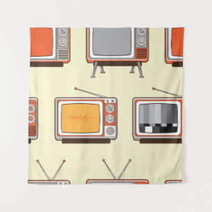 Bunte Retro-TV, vintage Muster Wandteppich