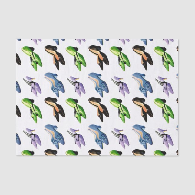 Bunte Retro Vintage Schuhe Seidenpapier (Vorderseite)