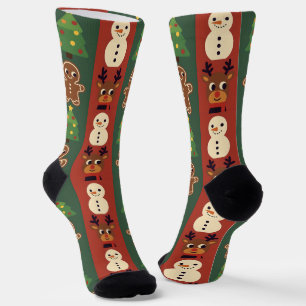 Bunte Retro-Weihnachts-Crew-Socken Socken