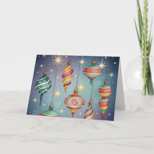Bunte Retro-Weihnachtsdekorationen Feiertagskarte