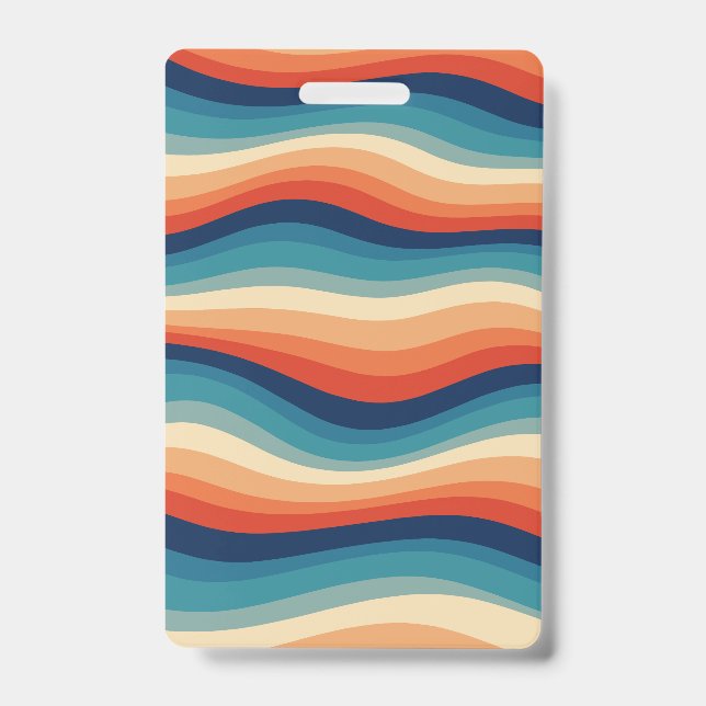 Bunte Retro-Wellen Vintage Ausweis (Vorderseite)