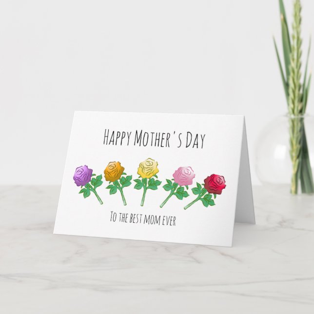 Bunte Rosen für die beste Mutter Karte (Vorderseite)