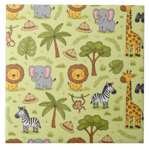 Bunte Safari-Tier Muster Keramikfliese