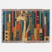 Bunte Saluki-Volkskunst Geometrisches Hundemuster