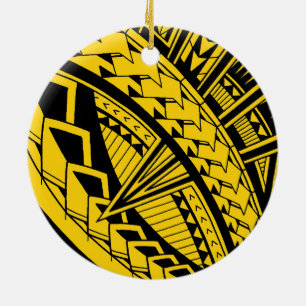 Bunte samoaische Tätowierungsmuster Keramikornament