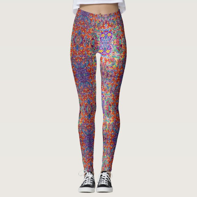 Bunte Sandmuster-Leggings mit Blumenmuster Leggings (Vorderseite)