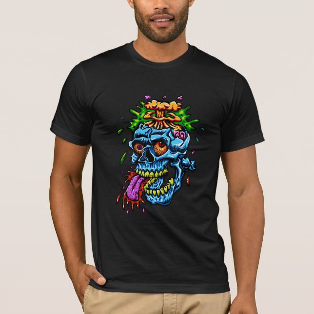 Bunte Schädel-Explosion T-Shirt (Vorderseite)