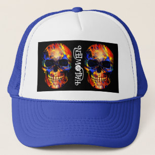 BUNTE SCHÄDEL SKELETT GLÜCKLICHES HALLOWEEN KLEIDU TRUCKERKAPPE