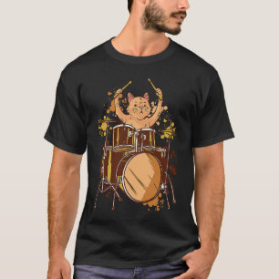 Bunte Schlagzeuger-Katze MusikRealistische Katze S T-Shirt