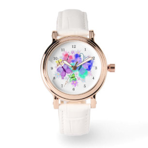 Bunte Schmetterlinge beobachten Armbanduhr