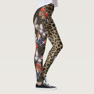 Bunte Schmetterlinge Browns und des schwarzen Leggings