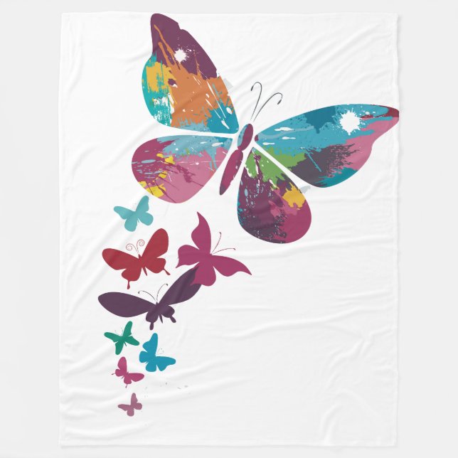 "Bunte Schmetterlinge… ein Flug der Fantasie" 🦋🎨 Fleecedecke (Vorderseite)