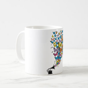 Bunte Schmetterlinge mit Grammophon Kaffeetasse