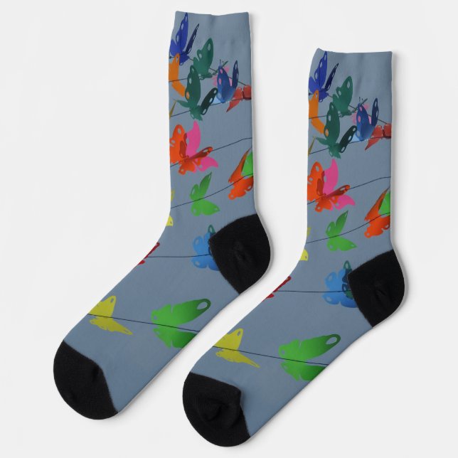 bunte Schmetterlinge Socken (Linkes Detail)