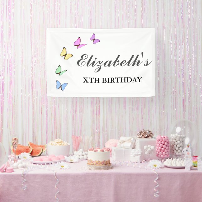 Bunte Schmetterlinge zum Geburtstag Banner (Party)